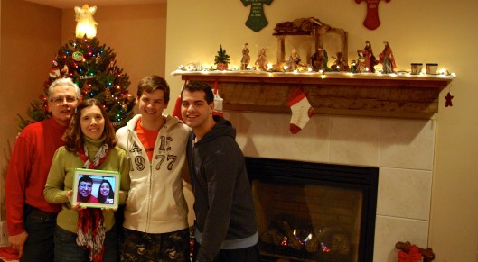 Certainly a unique family photo with our faces there on-screen!