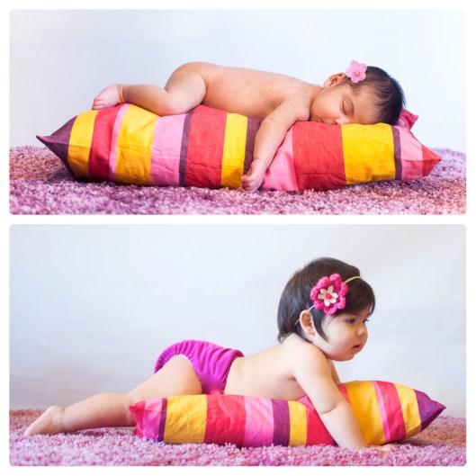 newborn to toddler pillow pic laying